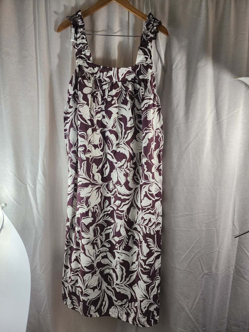 a new day 1X Purple and White Floral Maxi Dress with Ruffle Straps
